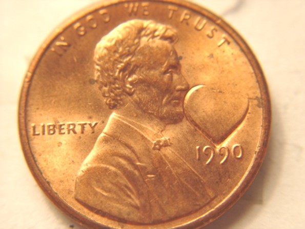 1990-Lincoln-Memorial-Cent-With-Heart-Shaped-Stamp